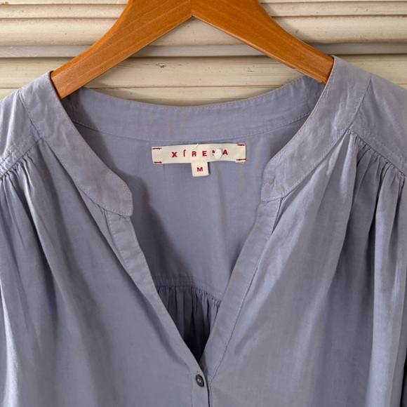 Xirena Blue Cotton Popover Shirt - Picture 3 of 4